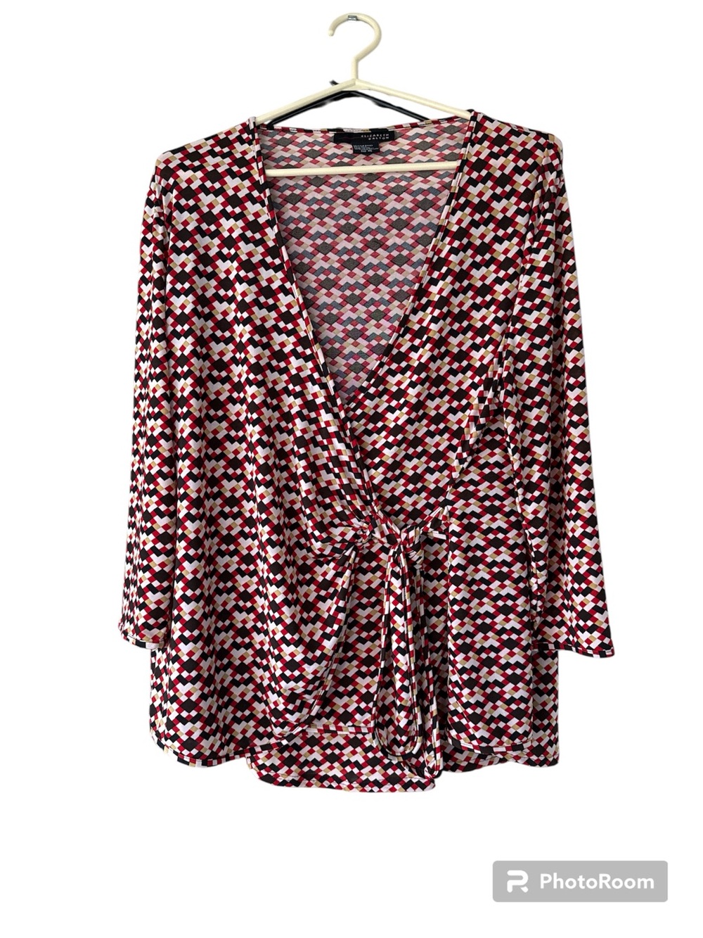 Elizabeth Dalton Women's Red Pink Black tanGeometric top and skirt Set size XL